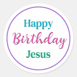 Buntes Glück zum Geburtstag Jesus Runder Aufkleber