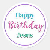 Buntes Glück zum Geburtstag Jesus Runder Aufkleber (Vorderseite)