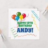 Buntes Glück zum Geburtstag mit Balloons Karte (Vorderseite/Rückseite Beispiel)