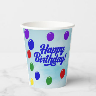 "Buntes Glück zum Geburtstag mit Balloons Pappbecher