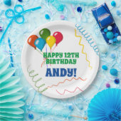 Buntes Glück zum Geburtstag mit Balloons Pappteller (Party)