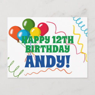 Buntes Glück zum Geburtstag mit Balloons Postkarte