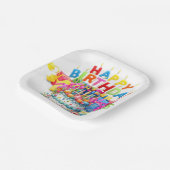 Buntes Glück zum Geburtstag Pappteller (Gewinkelt)