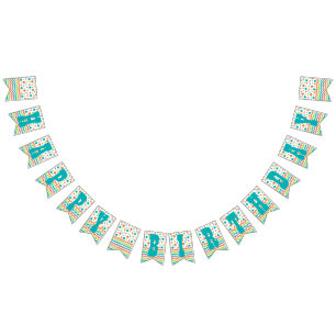 Buntes Glück zum Geburtstag Polka Dot Zig Zag Wimpelkette