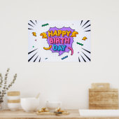 Buntes Glück zum Geburtstag Poster (Küche)