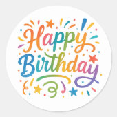 Buntes Glück zum Geburtstag Runder Aufkleber