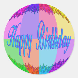 Buntes Glück zum Geburtstag Runder Aufkleber
