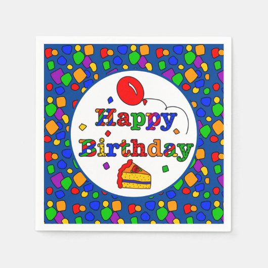 Buntes Glück zum Geburtstag Serviette (Vorderseite)