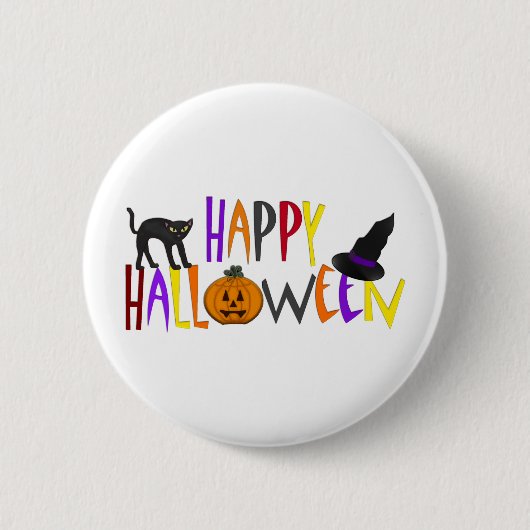 Buntes glückliches Halloween Button (Vorderseite)