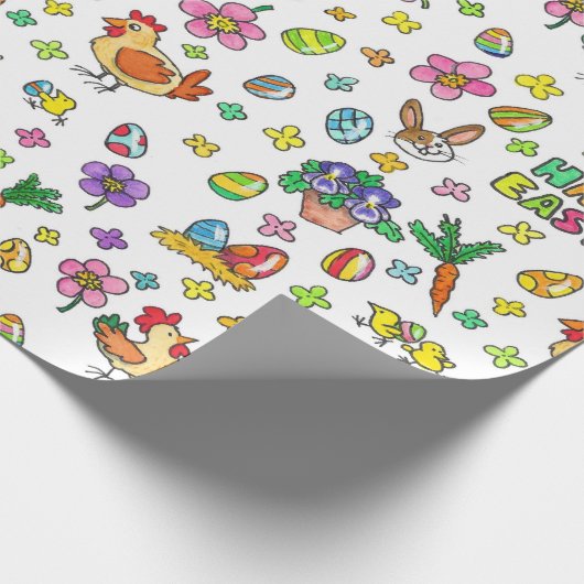 Buntes glückliches Ostern Geschenkpapier (Ecke)