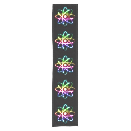 Buntes glühendes Atom-Muster Kurzer Tischläufer (Vorderseite)