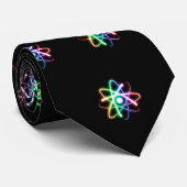 Buntes glühendes Atom - schwarze Krawatte (Gerollt)