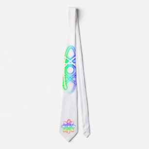 Buntes glühendes Atom - weiße Krawatte