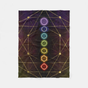 Buntes glühendes Chakras Fleecedecke