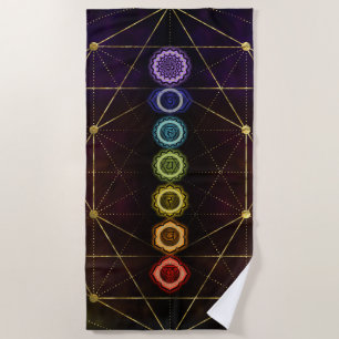Buntes glühendes Chakras Strandtuch