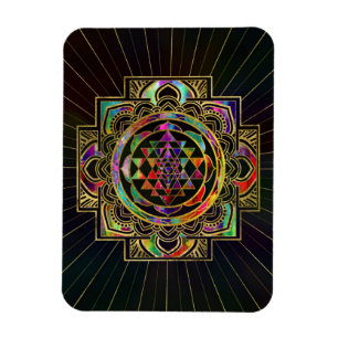 Buntes Gold gerahmtes Sri Yantra Sri Chakra Magnet
