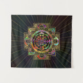 Buntes Gold gerahmtes Sri Yantra Sri Chakra Wandteppich (Vorderseite (Horizontal))