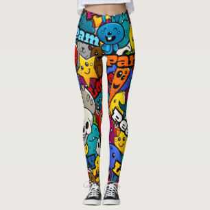 Buntes Graffiti-Charakter-Muster Leggings