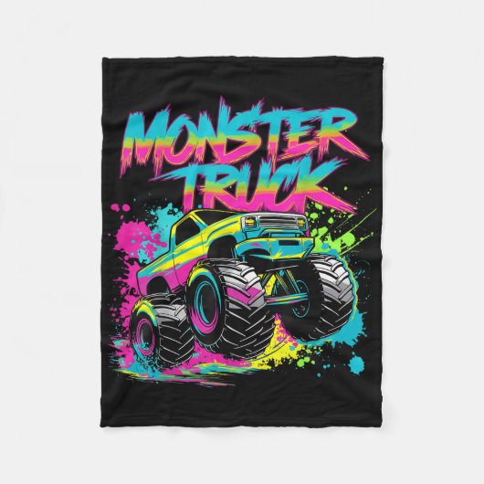 Buntes Graffiti-Monstertruck-Kunstwerk Fleecedecke (Vorderseite)