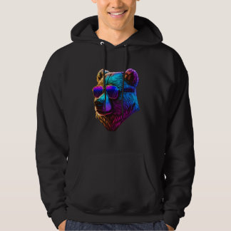 Buntes Grafik eines Grizzlybären mit Brille Hoodie