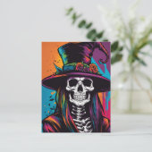 Buntes, graues SchädelHalloween Postkarte (Stehend Vorderseite)