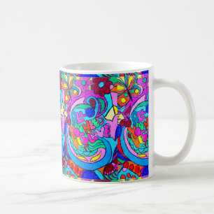 buntes grooviges Hippie-Stil-Liebe-Tasse Kaffeetasse