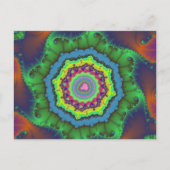 Buntes grünes, orangefarbenes und blaues Fraktal Postkarte (Vorderseite)
