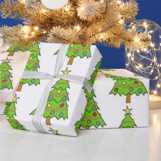 Buntes grünes Weihnachtsbaum-Geschenkpapier Geschenkpapier (Feiertage)