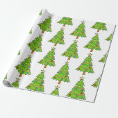 Buntes grünes Weihnachtsbaum-Geschenkpapier Geschenkpapier (Ungerollt)