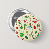 Buntes Grußmuster der frohen Weihnachten Button (Vorne & Hinten)