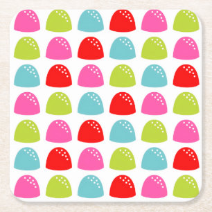 Buntes Gummibonbon-Muster – Retro-Süßigkeiten-Desi Rechteckiger Pappuntersetzer