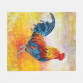 Buntes Hahn-Digital-Kunst-Ölgemälde Fleecedecke (Vorderseite (Horizontal))