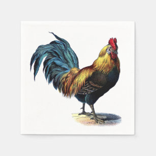Buntes Hahn-Land-Huhn-Vintages Bild Serviette