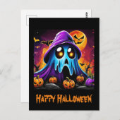 Buntes Halloween Ghost Pumpkin Happy Halloween Postkarte (Vorne/Hinten)