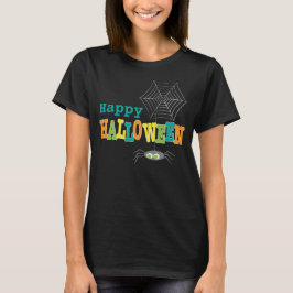 Buntes Halloween Spider Web T-Shirt