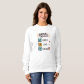 Buntes handgezeichnetes Tier-Pflege-Held Sweatshirt (Vorne ganz)