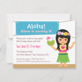 Buntes hawaiisches Themed Hula Mädchen Luau Party Einladung (Vorderseite)