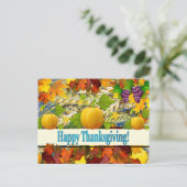 Buntes Herbst & Pumpkins glückliches Erntedankfest Feiertagspostkarte (Stehend Vorderseite)