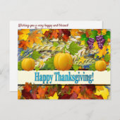 Buntes Herbst & Pumpkins glückliches Erntedankfest Feiertagspostkarte (Vorne/Hinten)