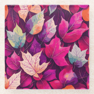Buntes Herbstlaub-Muster-68218 Glasuntersetzer