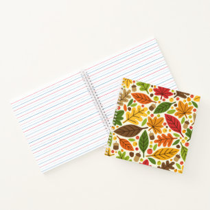 Buntes Herbstlaub und Eicheln Muster Notizblock