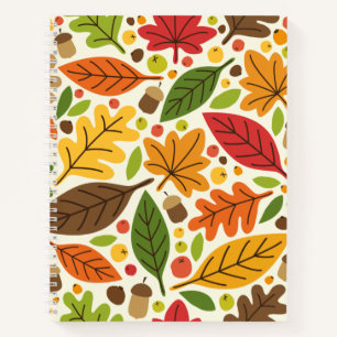 Buntes Herbstlaub und Eicheln Muster Notizblock