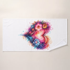Buntes Herz-Badewäsche-Design Badhandtuch Set
