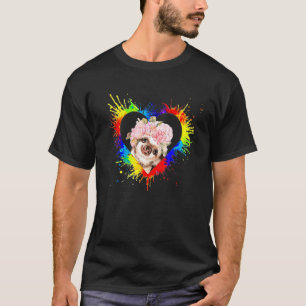 Buntes Herz Faultier Papa Mama Junge Mädchen Kind T-Shirt