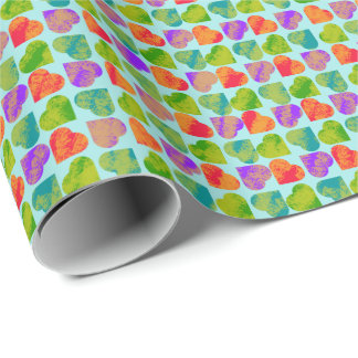 Buntes Herz-Tessellation Psychedelic Pop Art  Geschenkpapier