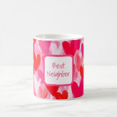 Buntes Herzen-Bester-Nachbar-Kaffee Kaffeetasse (Mittel)