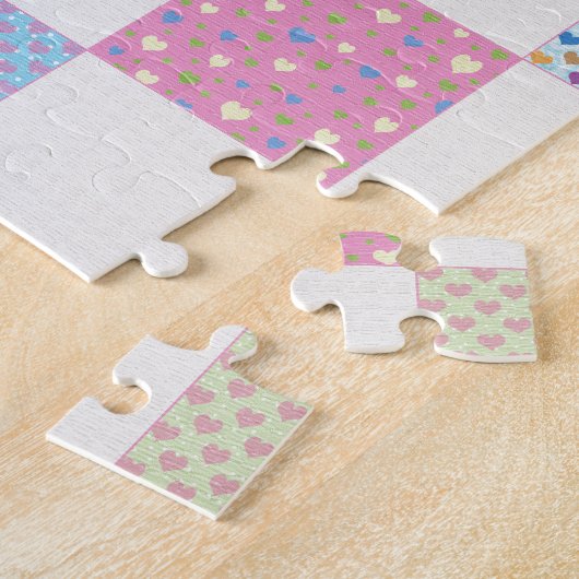 Buntes Herzsteppdeckenmuster Puzzle (Seite)