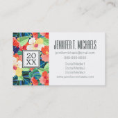 Buntes Hibiskus-Muster des Foto-Abschluss-| Telefonnummerkarte (Rückseite)