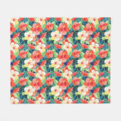 Buntes Hibiskus-Muster Fleecedecke (Vorderseite (Horizontal))