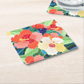 Buntes Hibiskus-Muster Rechteckiger Pappuntersetzer (angewinkelt)